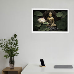 Vastu Shubharambh- Meditating Buddha Wall Frame For Home, Living Room, Office Decor