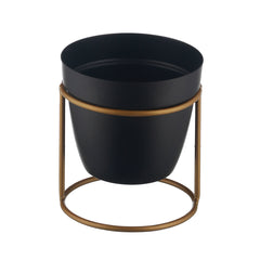 Chic Black Cylindrical Metal Mini Planter with stand (Set of 2)