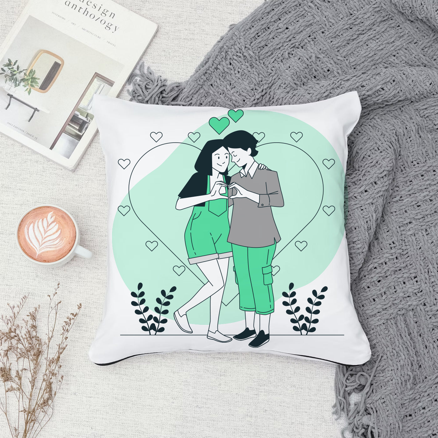 Set of 2 Printed Cushion And Mug Special Unique Birthday, Wedding, Anniversary Gifts