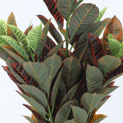 Artificial Real Touch Croton Plant | Ornamental Plant for Interior Decor/Home Decor/Office Decor | with Basic Black Pot | 85 cm Short Indoor Tropical Plant | Durable