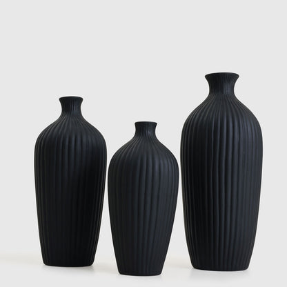 SAROI BLACK VASE SET OF 3