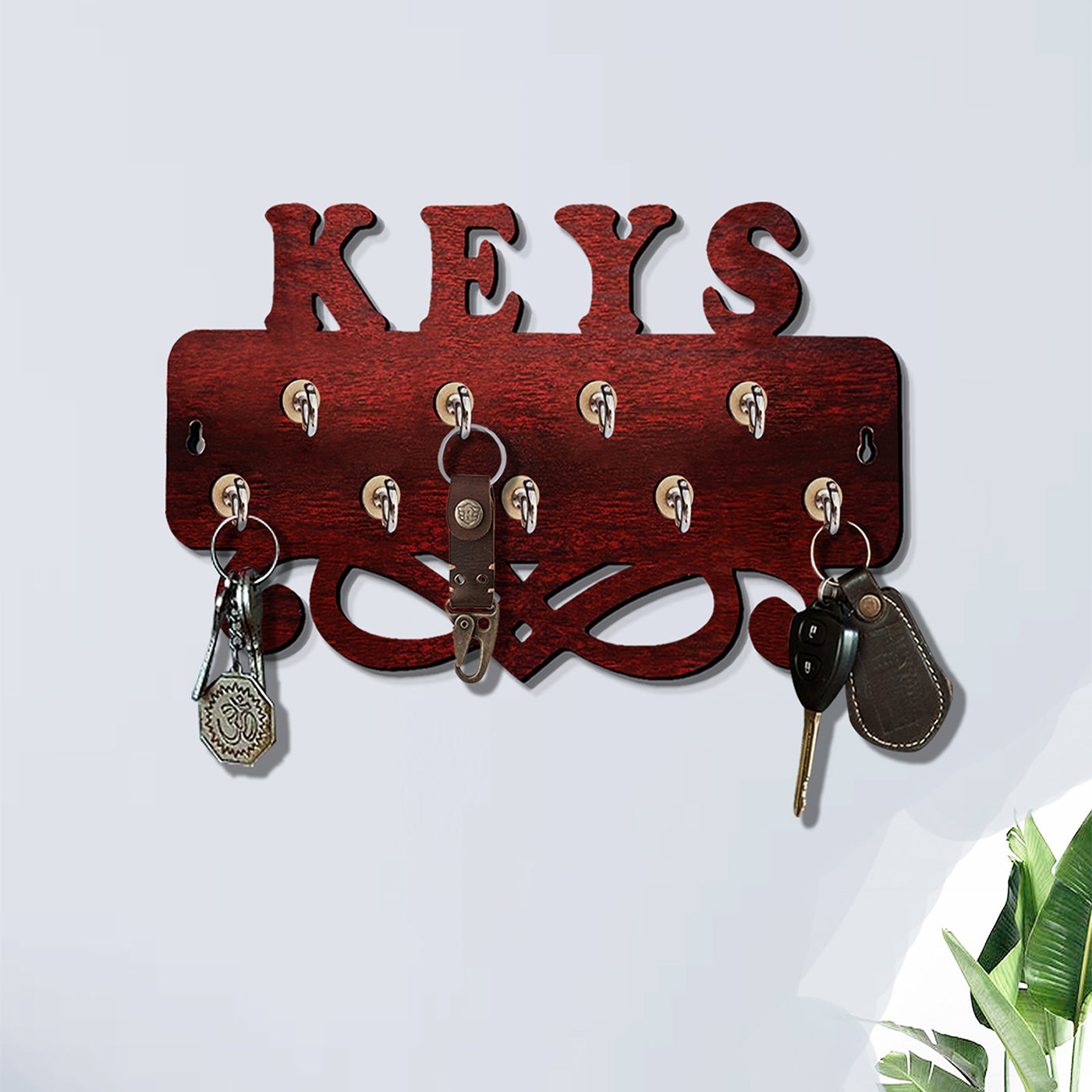 Wall key holder | wooden | 6 hooks | home decor | gifting | wall decor