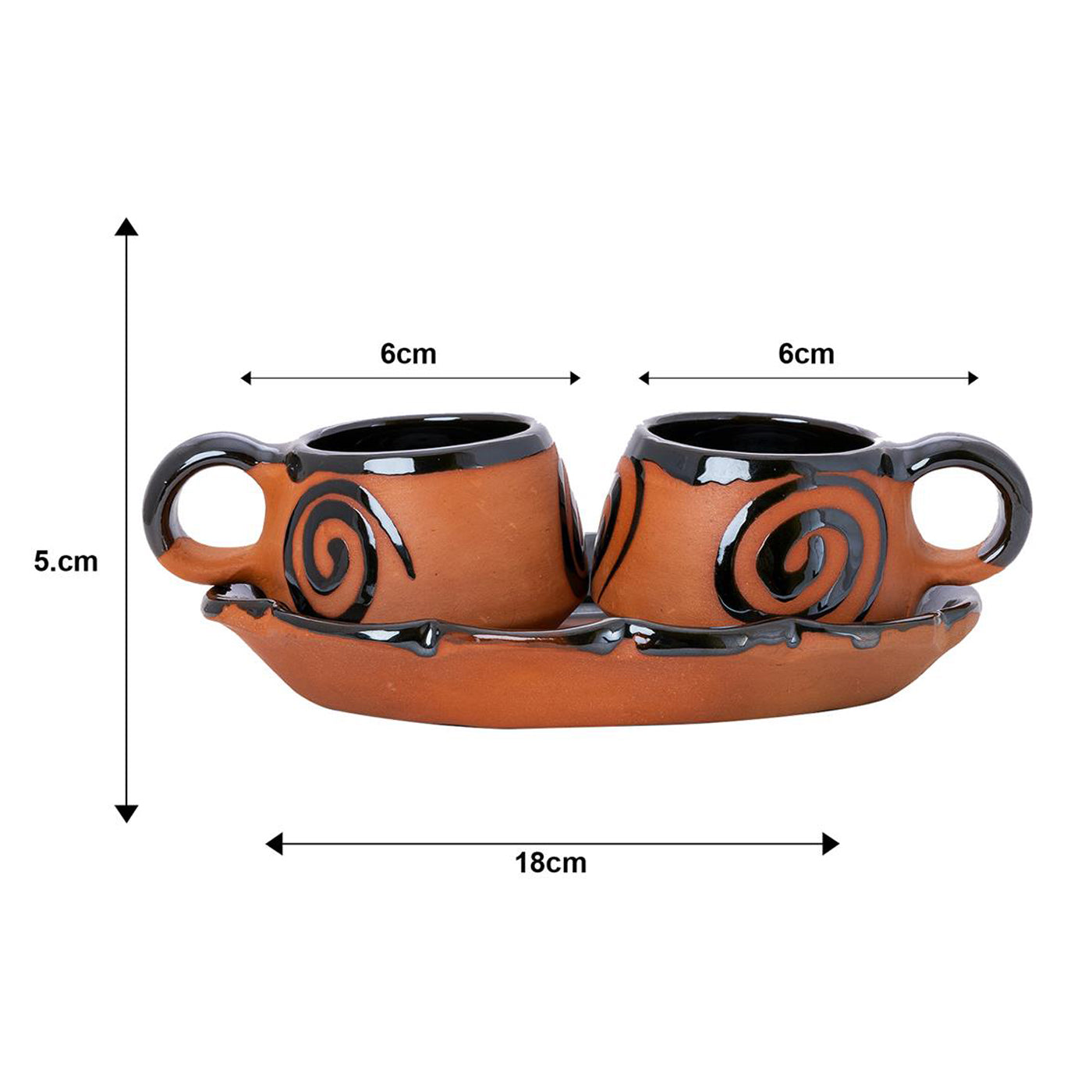 Terracotta Floral Cup Set Artistic Home Decor and Kitchenware