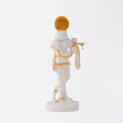 White Marble Dust Lord Krishna with Flute Idol Statue - White and GOLD