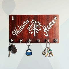 Welcome home wooden key holder | 6 hook wall hanging | wall decor | home decor | gifting