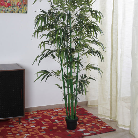 Artificial Green Bamboo Plant for Home Decor/Office Decor/Gifting | Natural Looking Indoor Plant (With Pot, 240 cm)