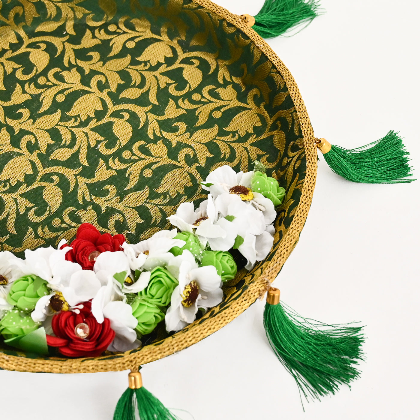 Floral Mehndi Platter- Green