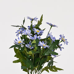 Set of 1 Artificial Plant & Flower Bush in Pot (Blue)