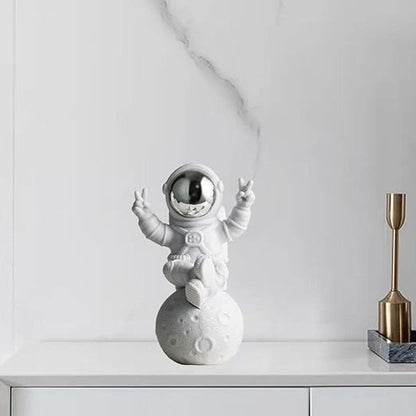 Astronaut Figure Statue Figurine Sculpture Home Office Decoration Set of 3 (Silver)