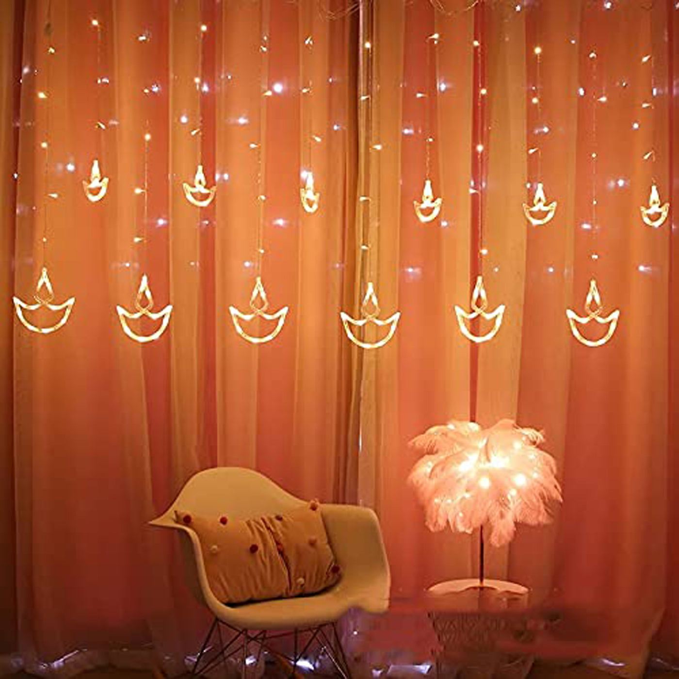 DecorTwist Fountain Rice Light for Wall Decor| Home Decoration| Diwali Item| Christmas Item| Indoor & Outdoor Decoration Item| | Festival Item | 2.49 Mtr Length |138pcs LED (Warm White)