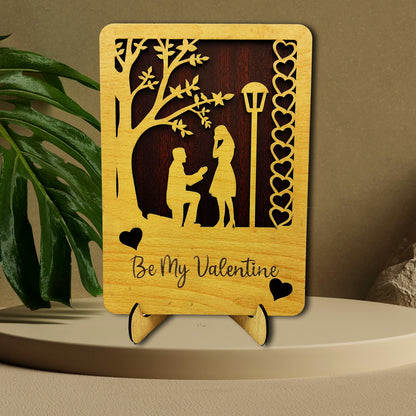 Be My Valentine Couple Wooden Showpiece