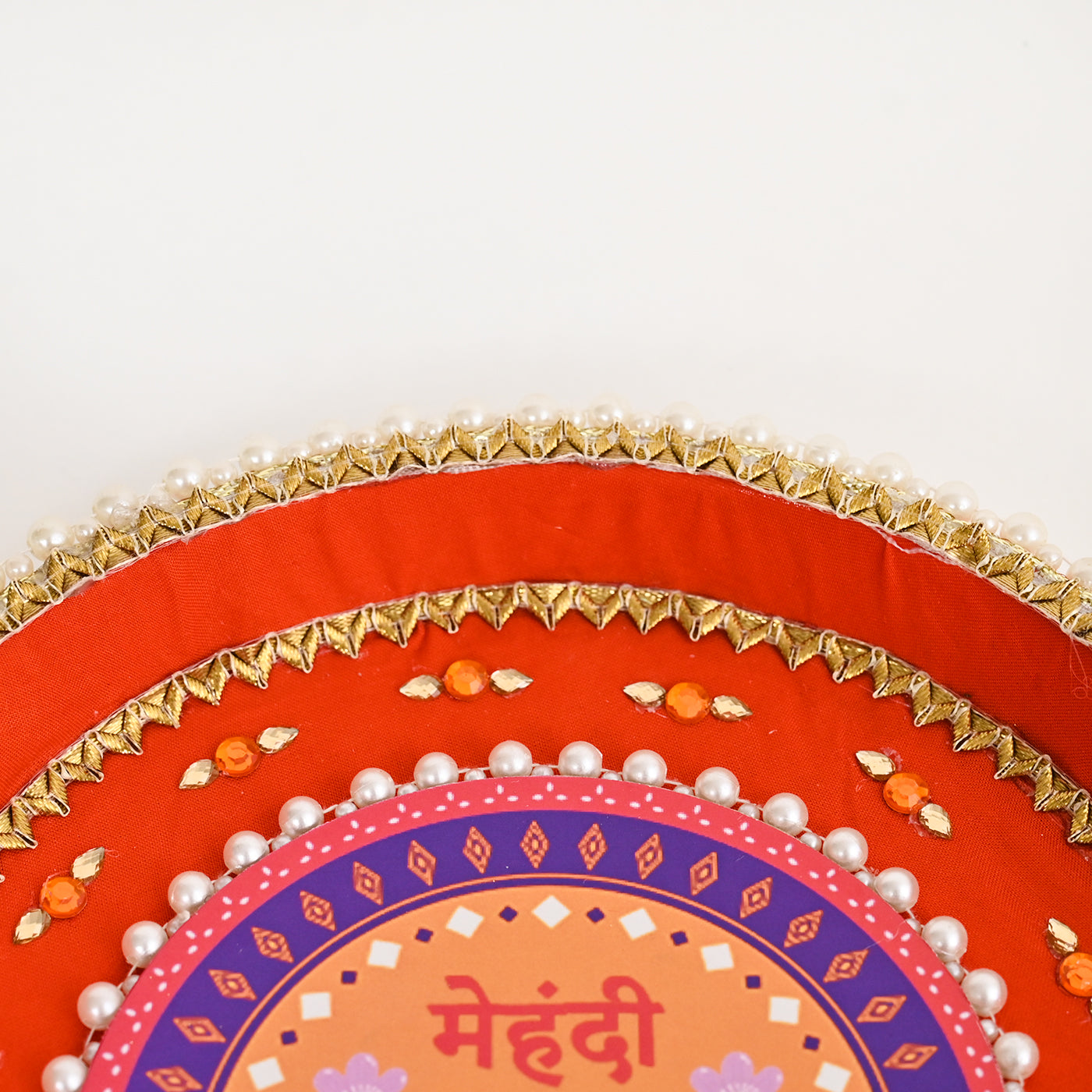 Floral Mehndi Platter - Orange