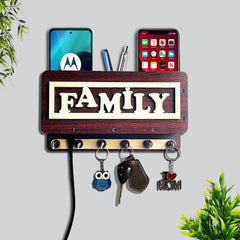 Family mobile and key holder | wooden | 6 key hooks holder | wall decoration | wall hangings
