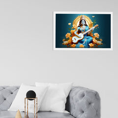 Vastu Shubharambh -Divine Saraswati Goddess of Knowledge Wall Frame For Office , Study Home, Vastu Remedy