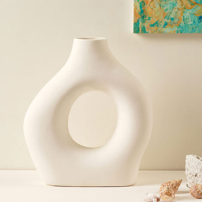 Nordic Donut Vase White 12 inch