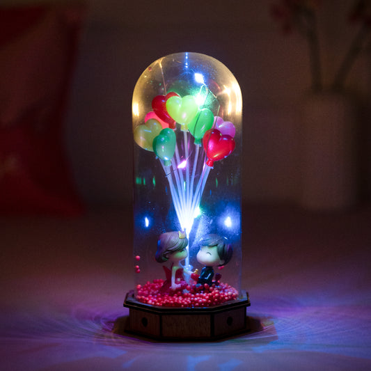 Romantic Love Couple with Led Light Lamp Showpiece Statue with Assorted Greeting Card