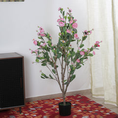 Artificial Camelia Rose Flowers Plant for Home Decor/Office Decor/Gifting | Natural Looking Indoor Plant (With Pot, 120 cm, Pink)