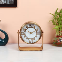 Brings Gold Leather Table Clock showpiece