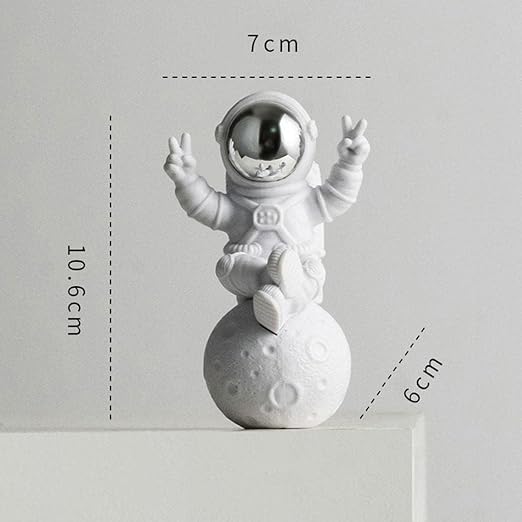 Astronaut Figure Statue Figurine Sculpture Home Office Decoration Set of 3 (Silver)