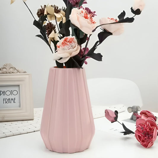 Plastic Flower Vases for Home Decor, Bedroom, Centrepiece Living Room, Office Decoration (Light Pink)