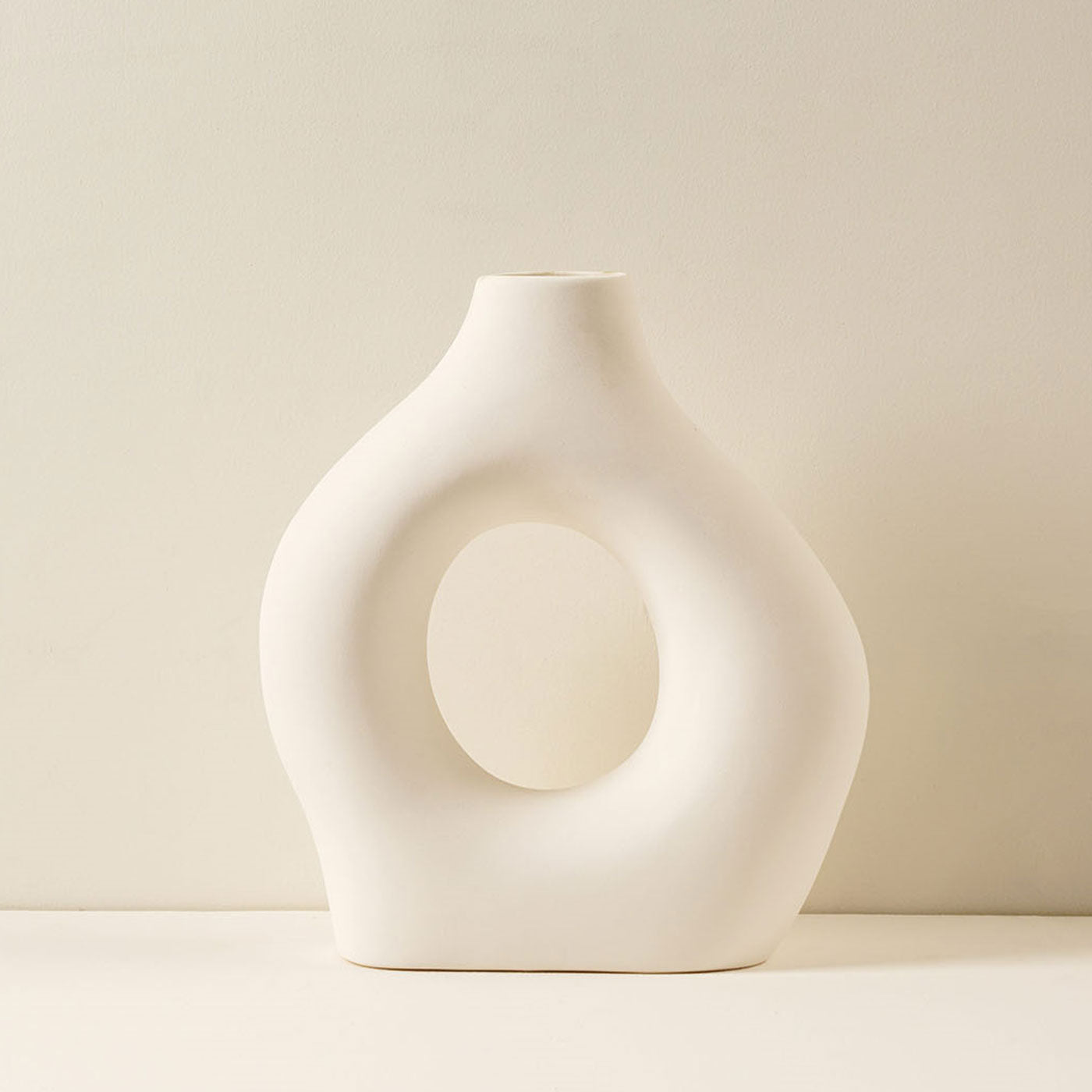 Nordic Donut Vase White 12 inch