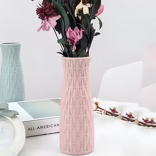 Plastic Flower Vases for Home Decor, Bedroom, Centrepiece Living Room, Office Decoration (Light Pink)