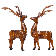 Artisan Wooden Deer Set Exquisite Home Decor