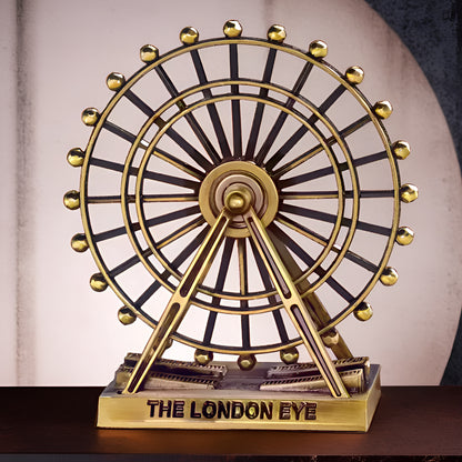 Metal The London Eye Antique Vintage Statue Decorative Showpiece for Home Decor (Gold)