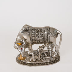 Metal Kamdhenu Cow & Calf with Bal Gopal Krishna Statue