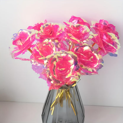 Set of 3 Plastic Artificial Rose Flowers 24cm Forever Rose Fake Flower for Home Decor