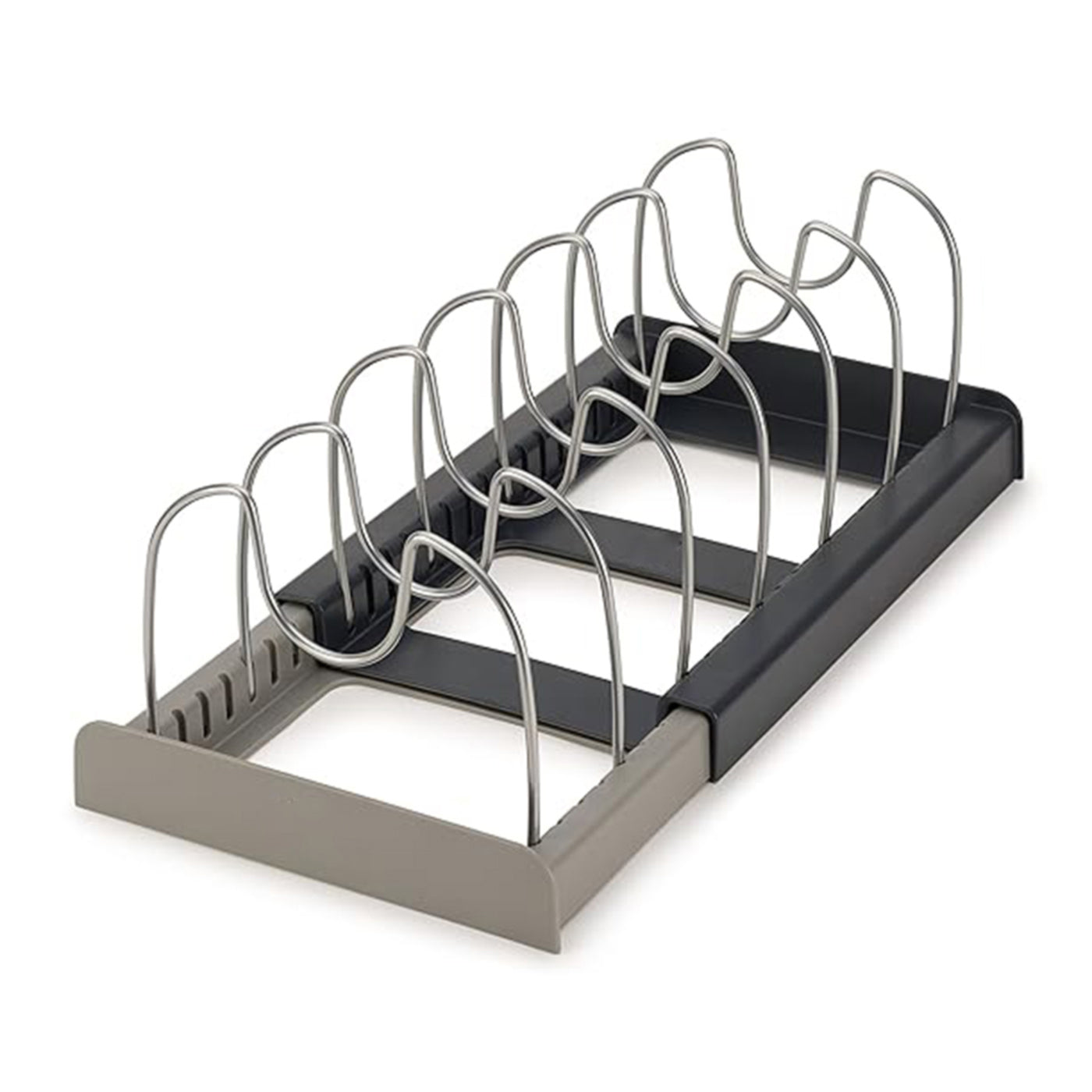 Pot Rack Pan Organizer Dish Rack for Kitchen Steel Pot Lid Holder with 7 Adjustable Compartment