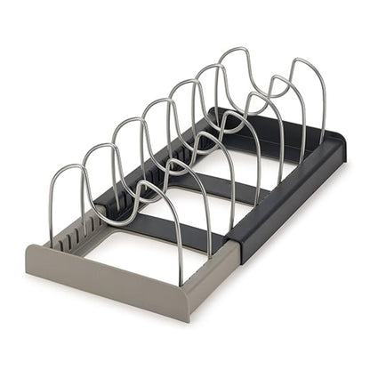 Pot Rack Pan Organizer Dish Rack for Kitchen Steel Pot Lid Holder with 7 Adjustable Compartment