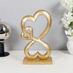Brings Gold Family Heart Sculpture showpiece