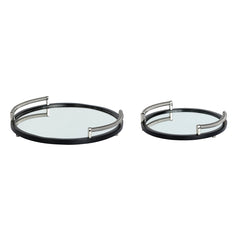Allie Mirror Tray Black Silver Large Size