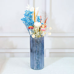 Blue Horizon Vase with Garden Bunch