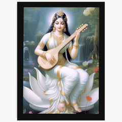 Vastu Shubharambh -Mata Saraswati Goddess of Knowledge Wall Frame For Office , Study Home, Vastu Remedy