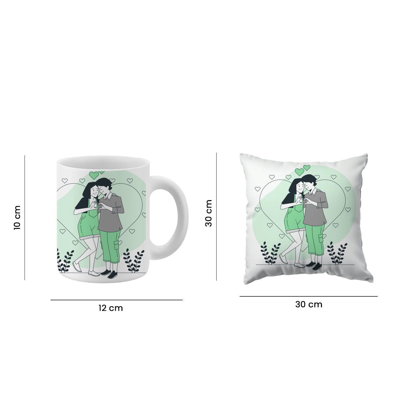 Set of 2 Printed Cushion And Mug Special Unique Birthday, Wedding, Anniversary Gifts