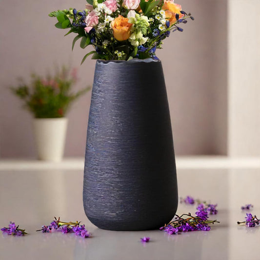 Plastic Flower Vases for Home Decor, Bedroom, Centrepiece Living Room, Office Decoration (Black)