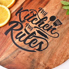 Wooden Circular Chopping Board with Lively Quote