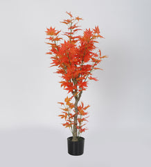 Beautiful Artificial Maple Plant in a Black Pot for Interior Decor/Home Decor/Office Decor (180 cm Tall, Orange)