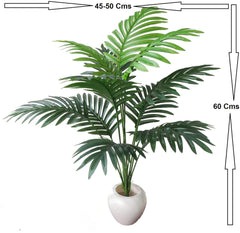 Artificial Areca Tree, 2 ft Realistic Fake Floor Plant without,Pot Faux Silk 12 Big Leaves Trees and Natural Trunk for Living Room Home Office Decor Indoor