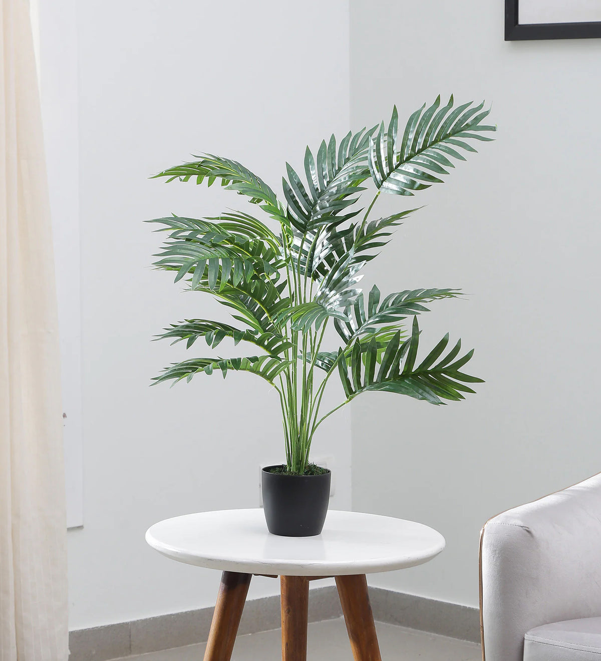 Artificial Areca Tree, 2.7ft Realistic Fake Floor Plant without Pot Faux Silk 18 Big Leaves Trees and Natural Trunk for Living Room Home Office Decor Indoor