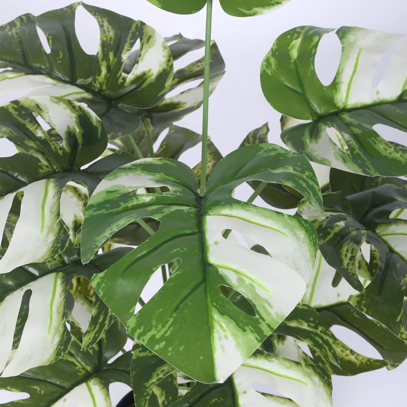 Artificial PVC Monstera Big Leaves Plants for Indoor & Outdoor with pot (18 Leaves, 70 cm Tall, Multicolor)