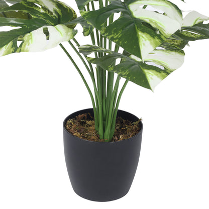 Artificial PVC Monstera Big Leaves Plants for Indoor & Outdoor with pot (18 Leaves, 70 cm Tall, Multicolor)