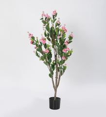Beautiful Artificial Camellia Flower Plant in a Black Pot for Interior Decor/Home Decor/Office Decor (120 cm Tall, Pink)