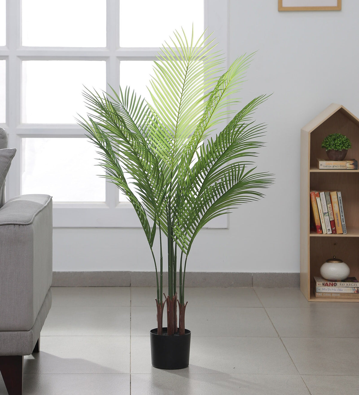 Artificial Areca Palm Potted Plant | Tree for Home Decoration | Living Room | Office Big/Medium Size with Pot (120 cm Tall, Green)