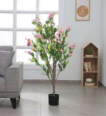 Beautiful Artificial Camellia Flower Plant in a Black Pot for Interior Decor/Home Decor/Office Decor (120 cm Tall, Pink)