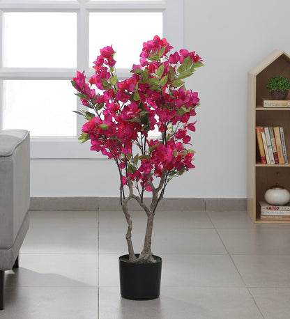 Artificial bougainvillea Flowers Plants | Tree for Home Decoration | Living Room | Office Big/Medium Size with Pot (90 cm Tall, Pink)