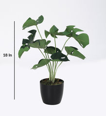 Artificial Monstera Plant for Home Garden Outdoor Indoor Decoration (9 Leaves, with Pot, 45 cm Tall)