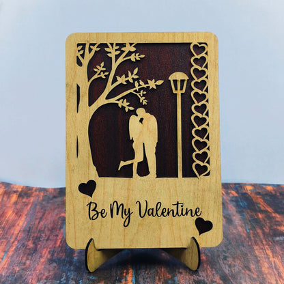 Be My Valentine Couple Wooden Showpiece